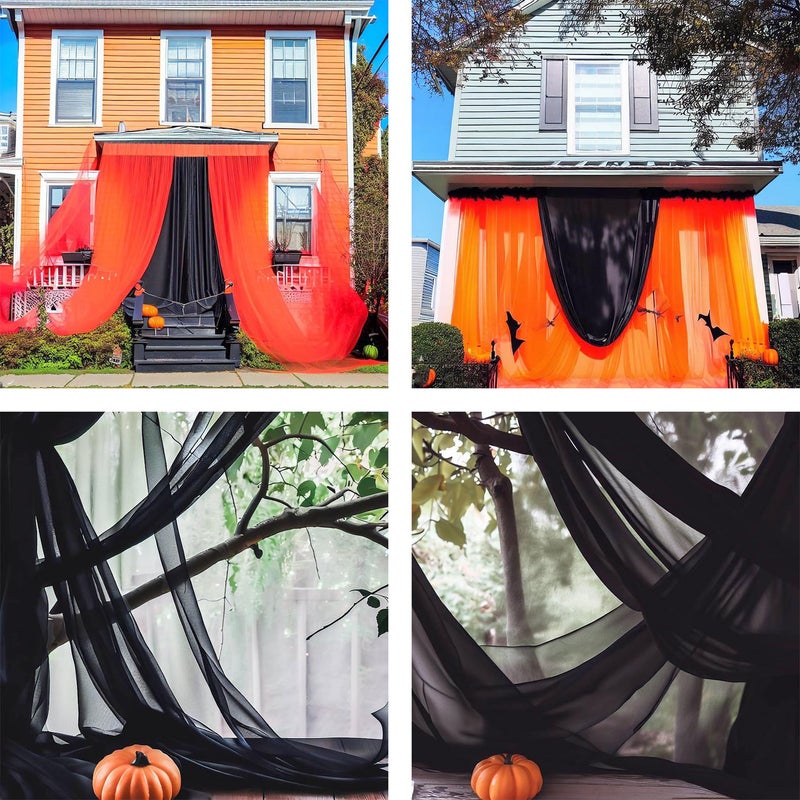Barcelonetta | Chiffon Fabric | Decoration, Drapery Fabric | Halloween Decoration | for Arbor, Arch, Canopy, Table and Chair Decoration (Black, 10 Yards) - Image 4